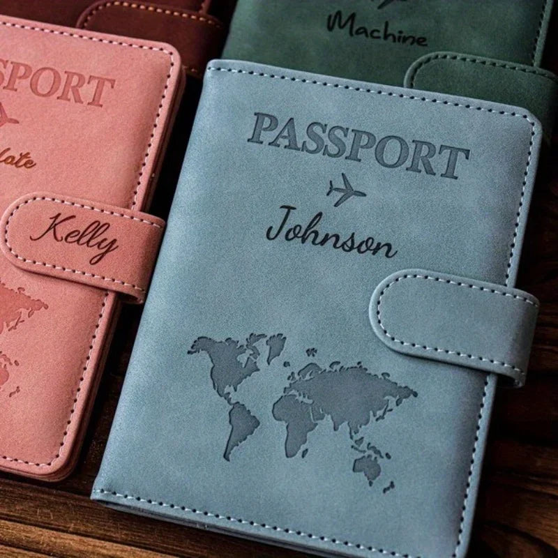 Custom Engraved Leather Passport Cover & Wallet