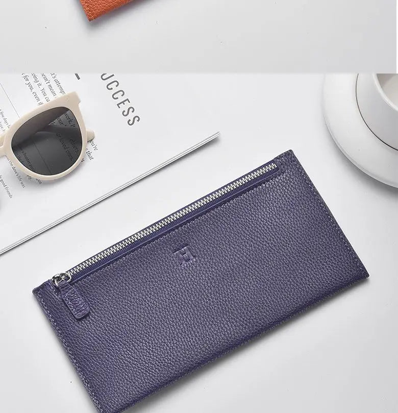 2025 Women’s Long Leather Wallet with Zipper & Phone Holder