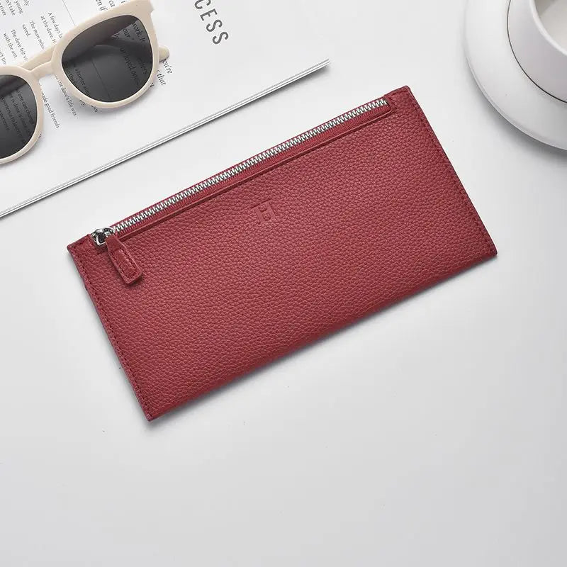 2025 Women’s Long Leather Wallet with Zipper & Phone Holder