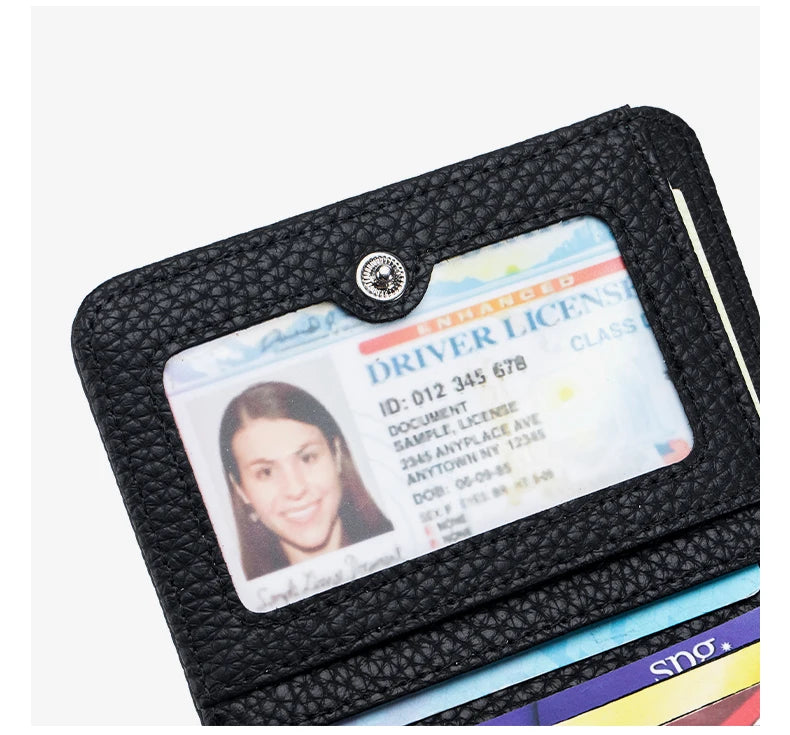 Genuine Leather RFID Short Wallet with Zipper Coin Purse