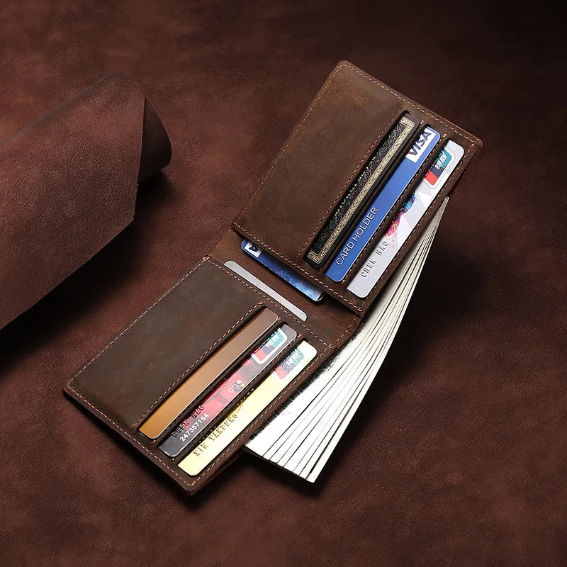 Men’s Genuine Cow Leather Short Wallet & Card Holder