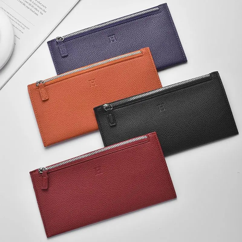 2025 Women’s Long Leather Wallet with Zipper & Phone Holder