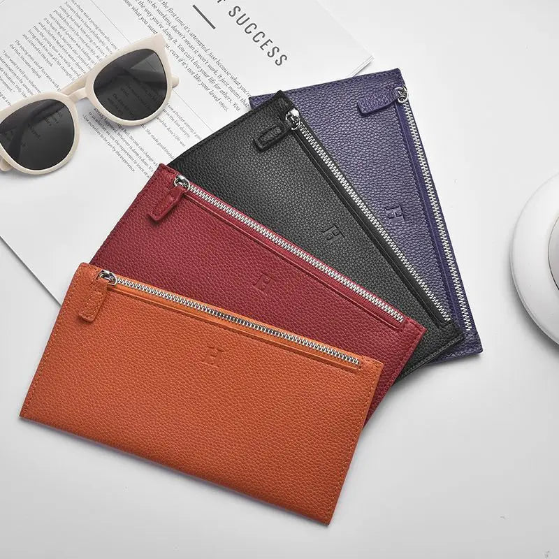 2025 Women’s Long Leather Wallet with Zipper & Phone Holder