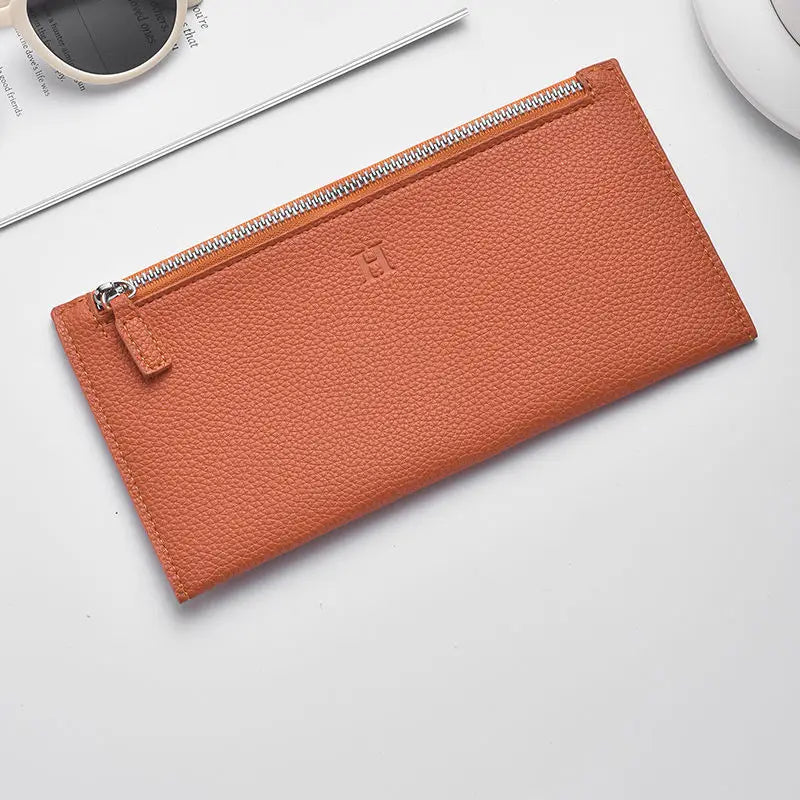 2025 Women’s Long Leather Wallet with Zipper & Phone Holder