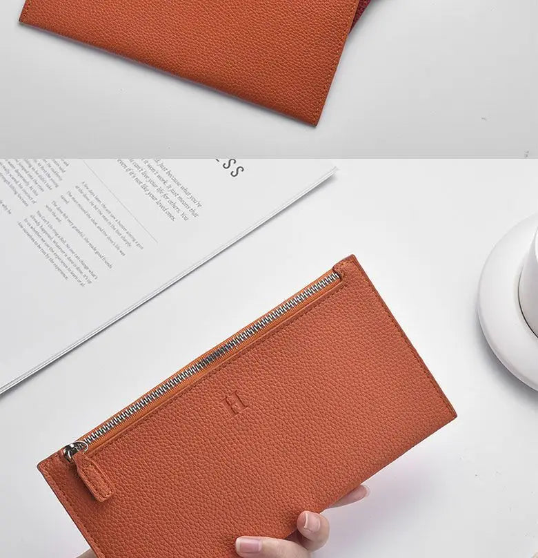 2025 Women’s Long Leather Wallet with Zipper & Phone Holder