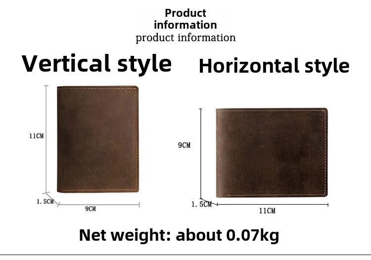 Men’s Genuine Cow Leather Short Wallet & Card Holder