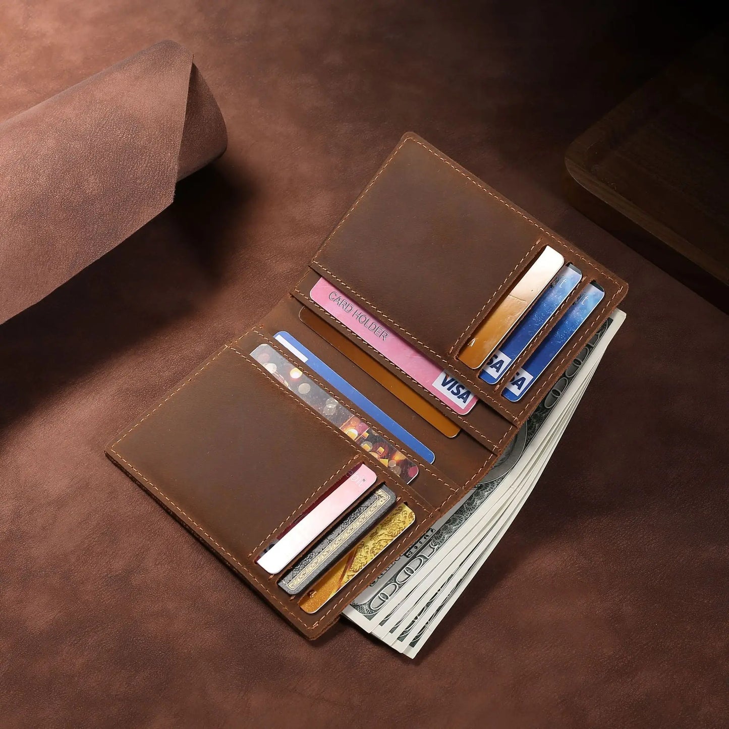 Men’s Genuine Cow Leather Short Wallet & Card Holder