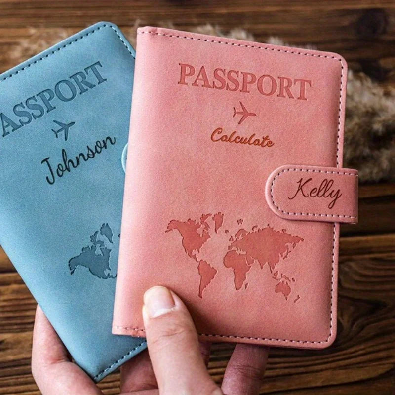 Custom Engraved Leather Passport Cover & Wallet